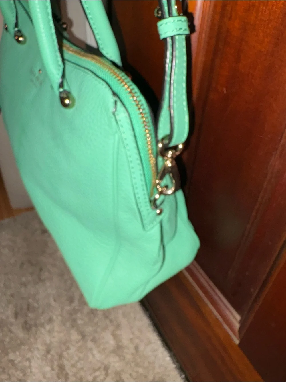 kate spade New York Pebbled Leather Satchel in Mint Green